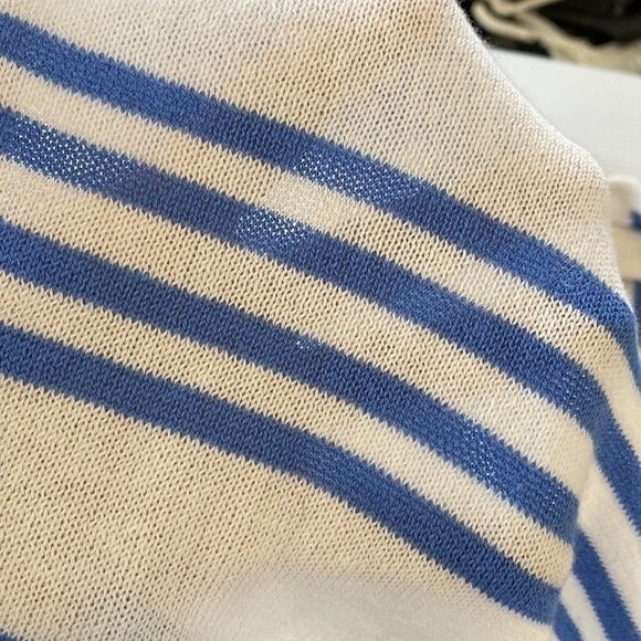 Caroline Grace Stripe Tassel Cashmere Blend Knit Poncho Shrug Topper White Wave - Picture 13 of 14